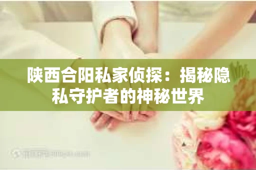 陕西合阳私家侦探：揭秘隐私守护者的神秘世界