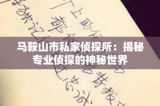 马鞍山市私家侦探所：揭秘专业侦探的神秘世界
