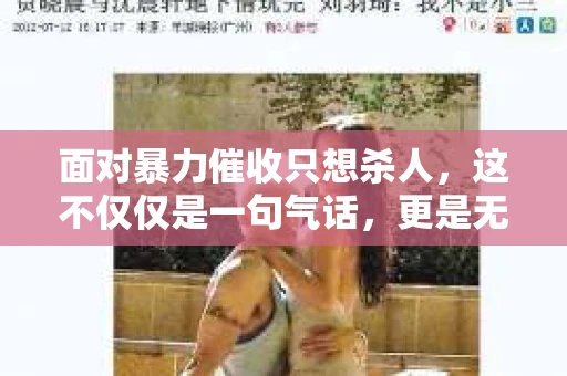 面对暴力催收只想杀人，这不仅仅是一句气话，更是无数借款人内心深处的恐惧。在这个看似光鲜亮丽的现代社会，暴力催收现象却如同毒瘤般蔓延，让人防不胜防。今天，我们就来聊聊这个沉重的话题，揭开暴力催收的冰山一角。