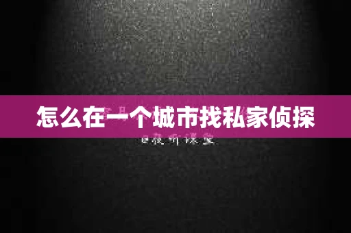 怎么在一个城市找私家侦探